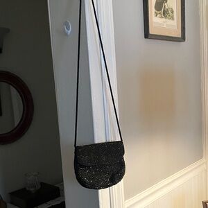 Nordstrom Black Sparkle Beaded Crossbody Bag
